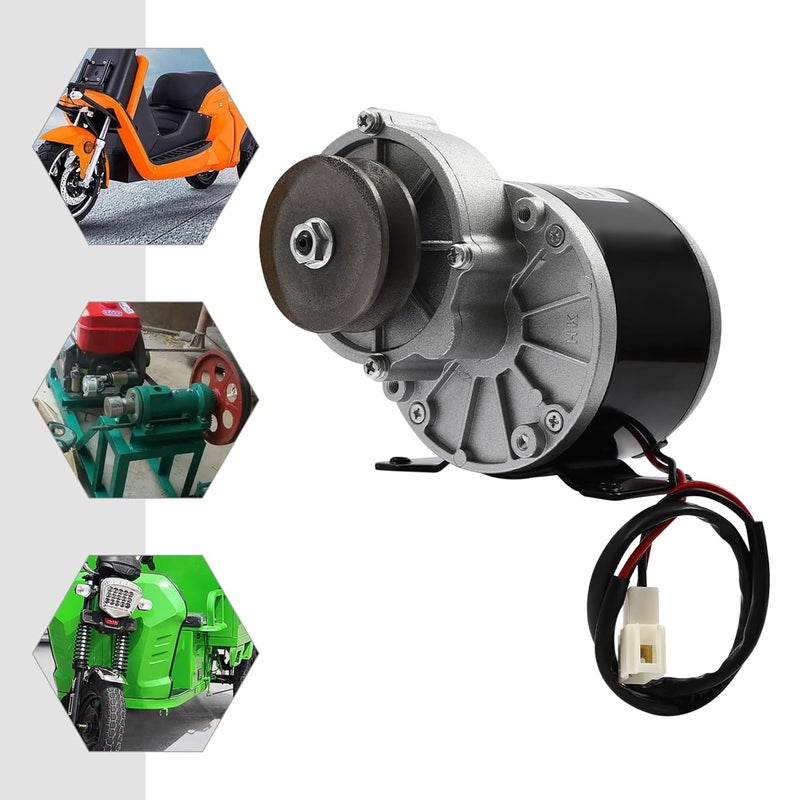 Apexonix Reduction Electric Motor, 250W Brushed DC Motor with Belt Pulley, Brushed Geared Reduction Motors Reducer for Small Electric Vehicles and Agricultural Equipments, 0-300rpm Adjustment (12, Volts (DC)) - Image 3